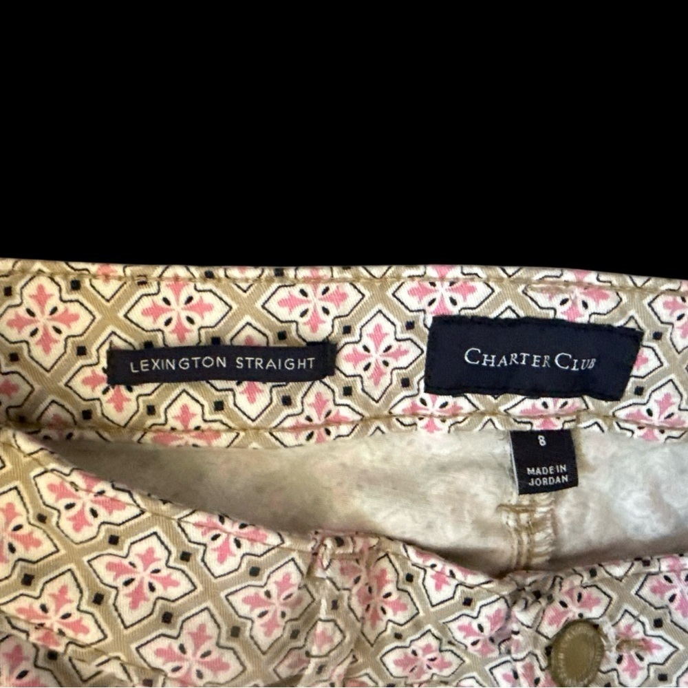 Charter Club Straight Leg Jeans with Pink and White Design - Picture 4 of 6